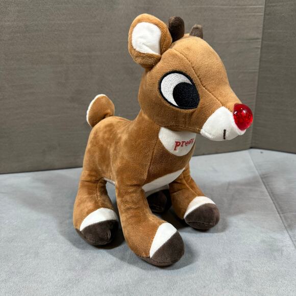 Rudloph Red Nosed Reindeer Plush Stuffed Animal Musical Light Up Nose Christmas - Picture 2 of 10